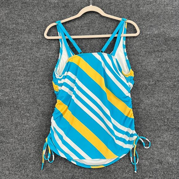 Lands End Tankini Swimsuit Top Womens 12 Blue Striped Built In Bra Underwire - Picture 5 of 8